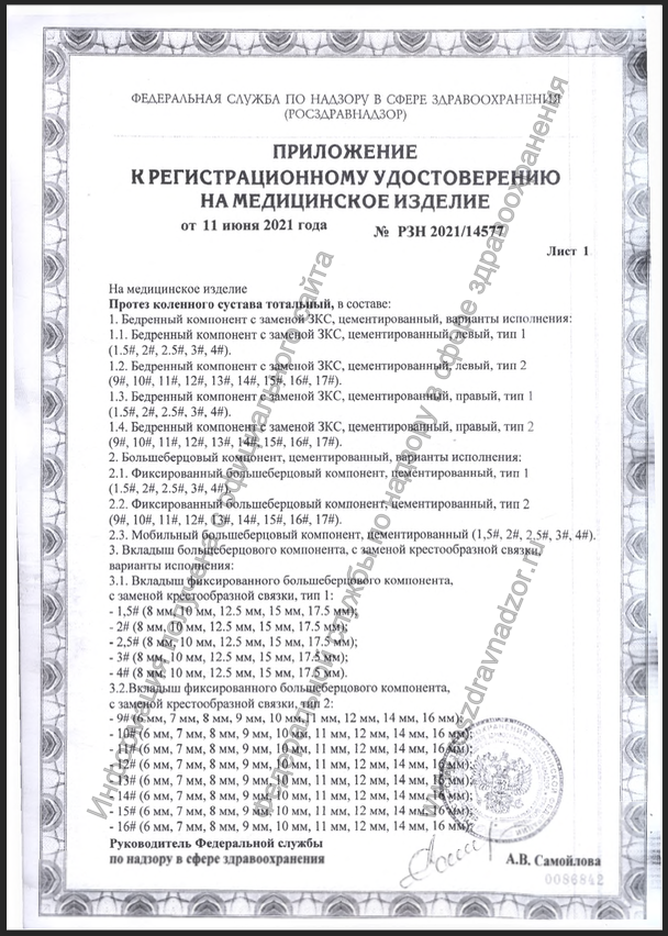 Набор для протезирования Коленного Сустава Double Medical Cynthia + Pulse Lavage