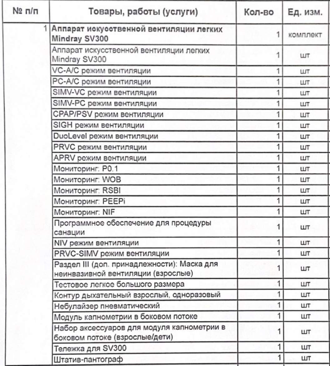 Аппарат ИВЛ Mindray SV300 (новый, не эксплуатировался)