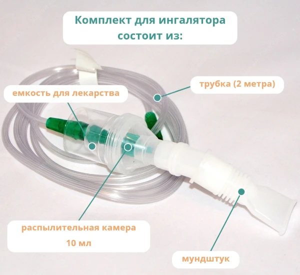 Комплект для ингалятора с небулайзером и мундштуком 10шт/уп.